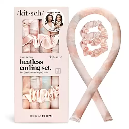 Kitsch Satin Heatless Curling Set Hair Rollers for Heatless Curls | Heatless Hair Curlers | Holiday Gift | Hair Curlers to Sleep in | Heatless Curling Rod Headband | Heatless Curler Su...