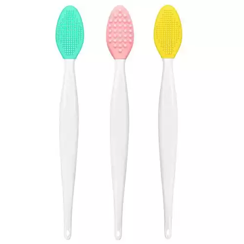 3 PCS Lip Scrub Brush Lip Scrubber Tool Lip Exfoliator Brush Silicone Lip Brush Exfoliating Lip Brush Lip Scrub Tool for Dark Lips