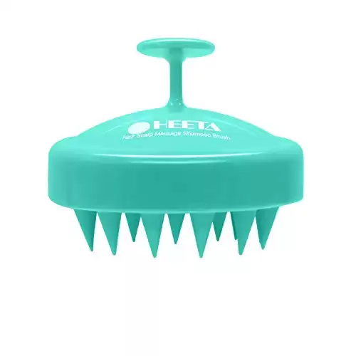 HEETA Hair Scalp Massager, Scalp Scrubber with Soft Silicone Bristles for Hair Growth & Dandruff Removal, Hair Shampoo Brush for Scalp Exfoliator, Green