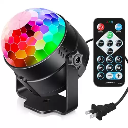Sound Activated Party Lights with Remote Control Dj Lighting, Disco Ball Strobe Lamp 7 Modes Stage Light for Home Room Dance Parties Birthday Christmas New Years Eve Decorations Stocking Stuffers