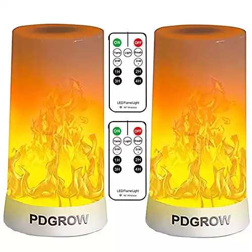 LED Flame Lights with Remote Timer, PDGROW Flame Lamp 4 Modes USB Rechargeable Fire Lights Indoor Campfire Outdoor Decorative Lantern Hanging Lamps Fireplace Romantic Light for Home Party Camping Bar